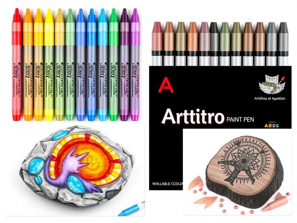 Artistro Paint Pens set with examples of detailed artwork created with these markers