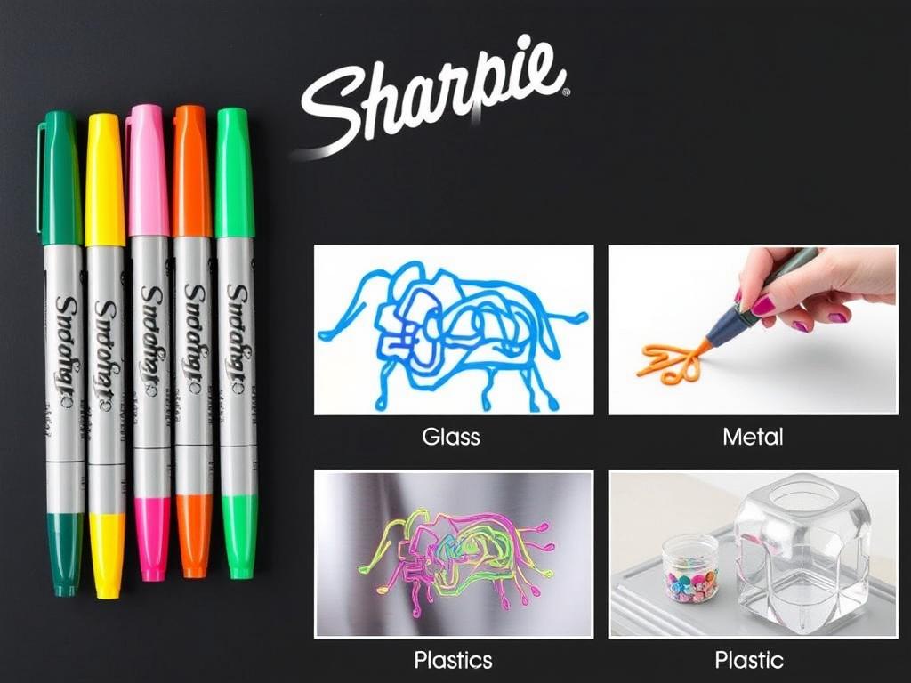 Sharpie Oil-Based Paint Markers with examples of projects on various surfaces