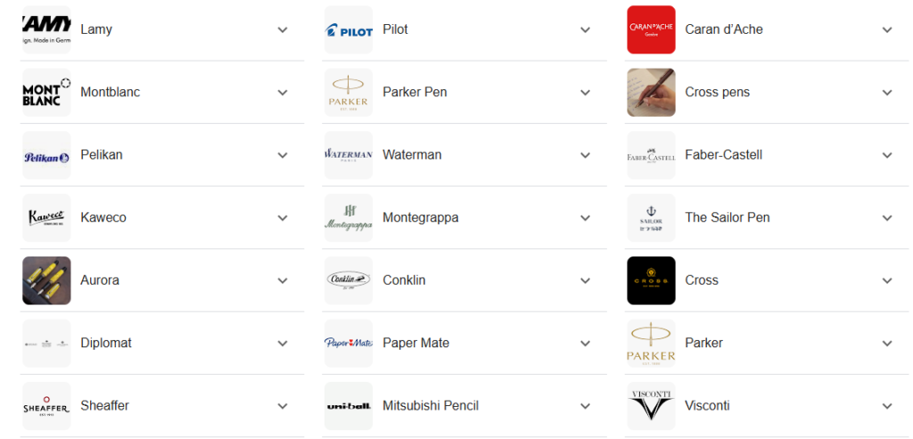 popular pen brands