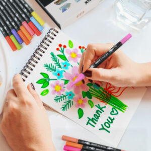 ZSCM Duo Tip Brush Markers Art Pen Set, Artist Fine and Brush Tip Colored Pens, for Adult Coloring Books Christmas Cards Drawing