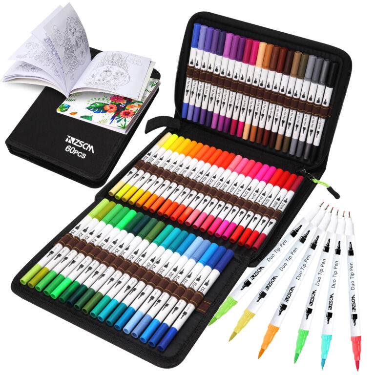 ZSCM Markers for Adult Coloring Books No Bleeding, Coloring Markers for Adult Calligraphy, Illustration, Cards Drawing, Journaling