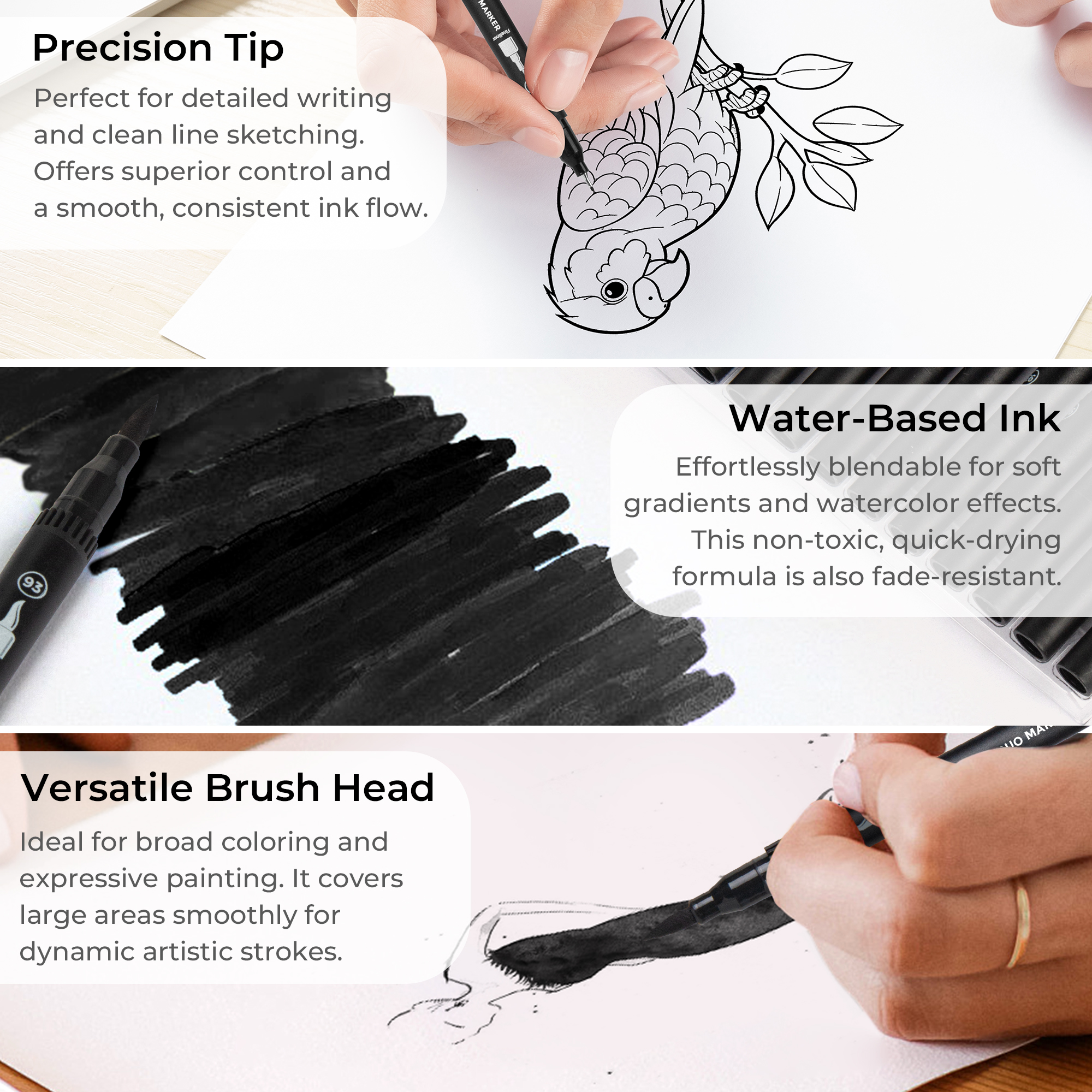 Lot de 12 marqueurs fins et pinceaux pour livres de coloriage adultes 4