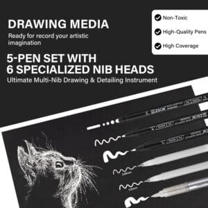 5 Pack White Acrylic Ink Pens for Drawing,