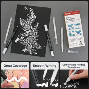 5 Pack White Acrylic Ink Pens for Drawing,
