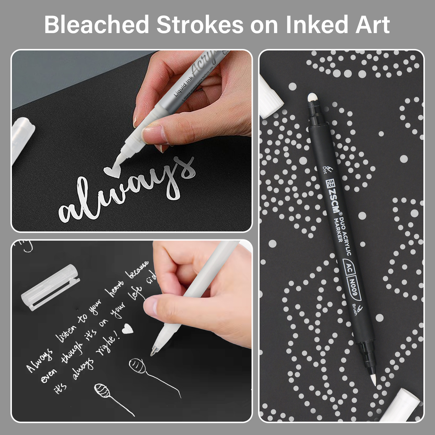 5 Pack White Acrylic Ink Pens for Drawing,