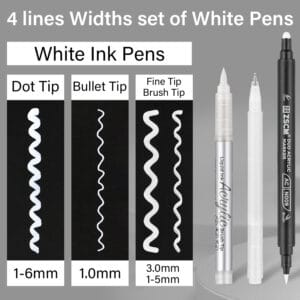 5 Pack White Acrylic Ink Pens for Drawing,