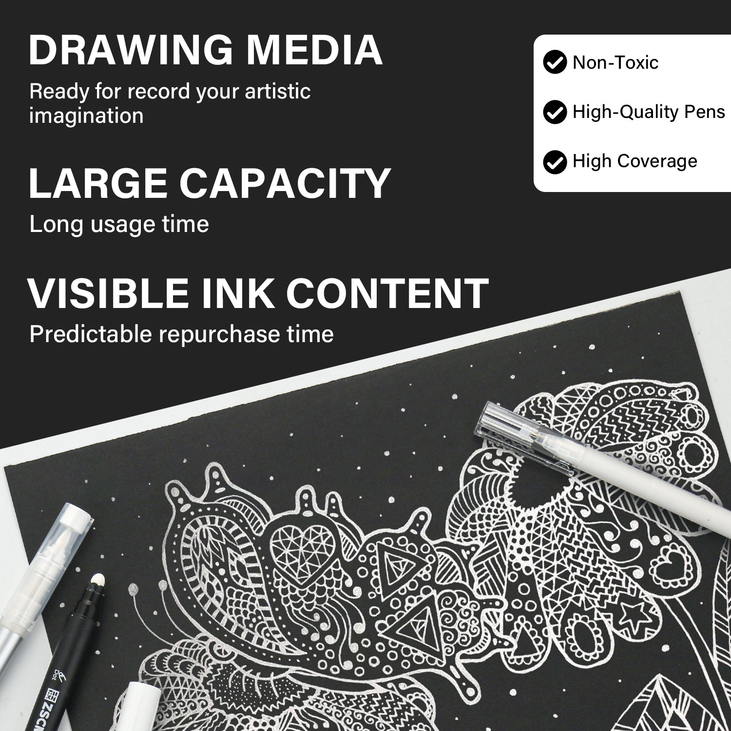 5 Pack White Acrylic Ink Pens for Drawing,