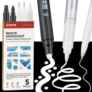 5 Pack White Acrylic Ink Pens for Drawing,