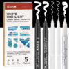 5 Pack White Acrylic Ink Pens for Drawing,