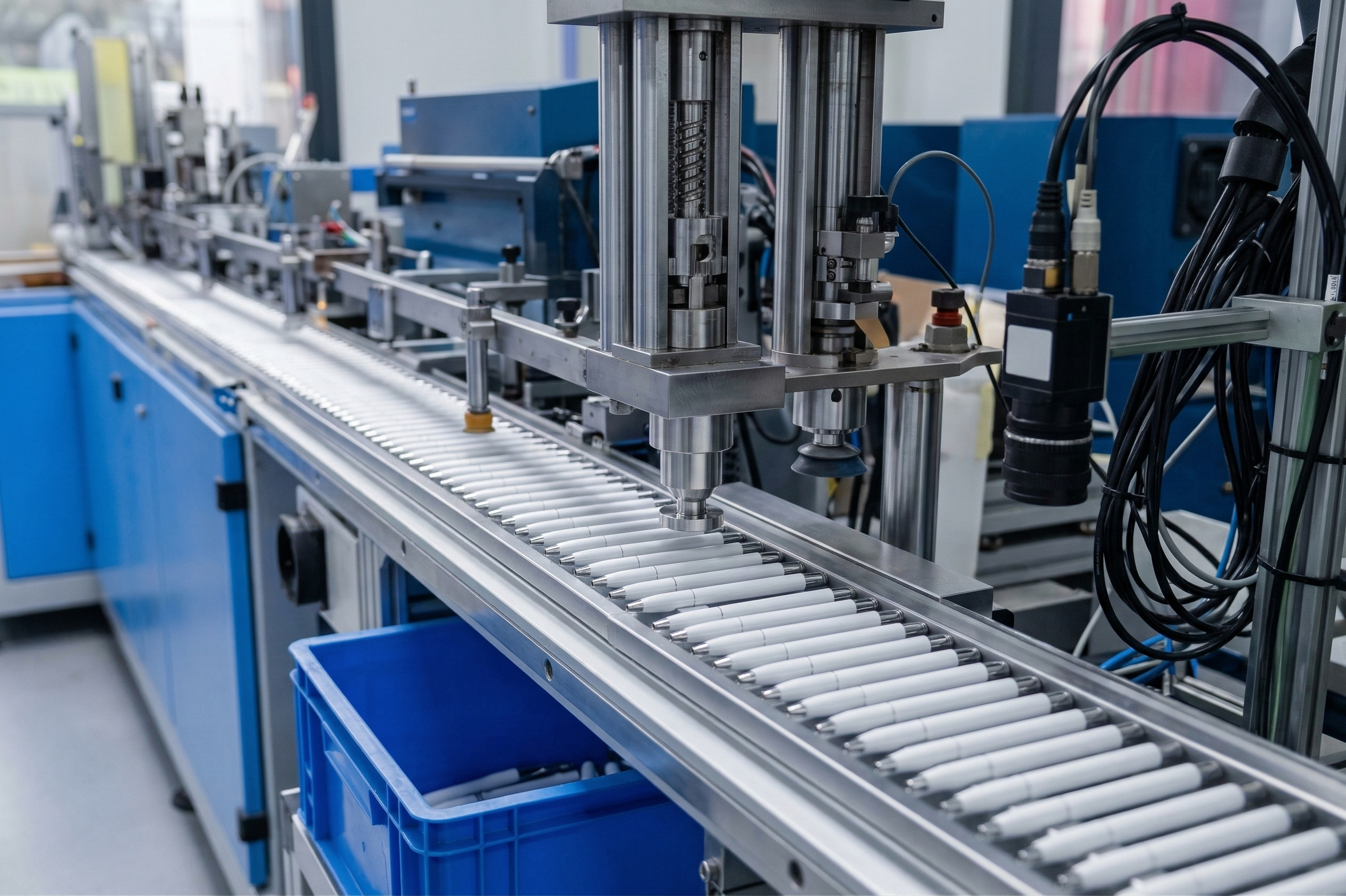 Bring your brand to life. This area utilizes high-speed silk-screen printing, heat transfer, and precision stamping technologies to seamlessly apply your custom logos and designs onto the pen barrels. We guarantee crisp, scratch-resistant branding that elevates your retail presence.