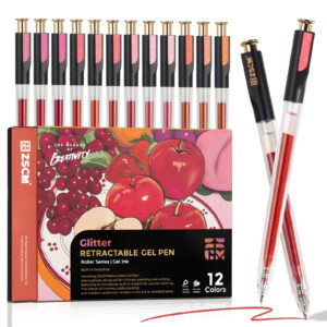 retractable pens-12 Red Pink