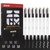Retractable White Gel Pen, 7 Nib Sizes