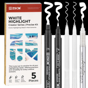 5 Pack White Acrylic Ink Pens for Drawing,
