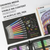 Carnet de croquis en papier noir et 24 stylos gel acryliques de couleur pour dessin