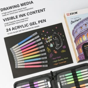 Black Paper Sketchbook & 24 Colors Acrylic Gel Pens for Drawing