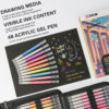 Carnet de croquis en papier noir et 48 stylos gel acryliques de couleur pour dessin