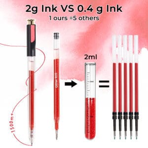 retractable pens-12 Red Pink