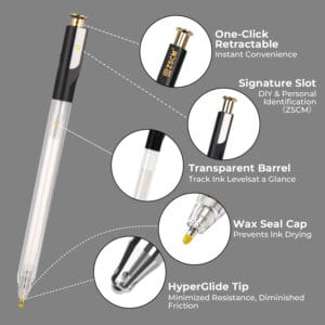 Retractable White Gel Pen, 7 Nib Sizes