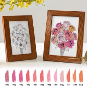 retractable pens-12 Red Pink