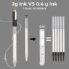 Retractable White Gel Pen, 7 Nib Sizes