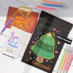 Black Paper Sketchbook & 48 Colors Acrylic Gel Pens for Drawing