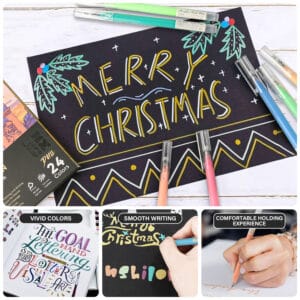 Black Paper Sketchbook & 24 Colors Acrylic Gel Pens for Drawing