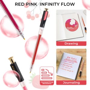 retractable pens-12 Red Pink
