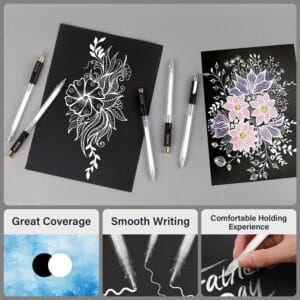 Retractable White Gel Pen, 7 Nib Sizes