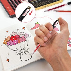 retractable pens-12 Red Pink