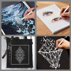 Retractable White Gel Pen, 7 Nib Sizes