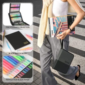Black Paper Sketchbook & 48 Colors Acrylic Gel Pens for Drawing