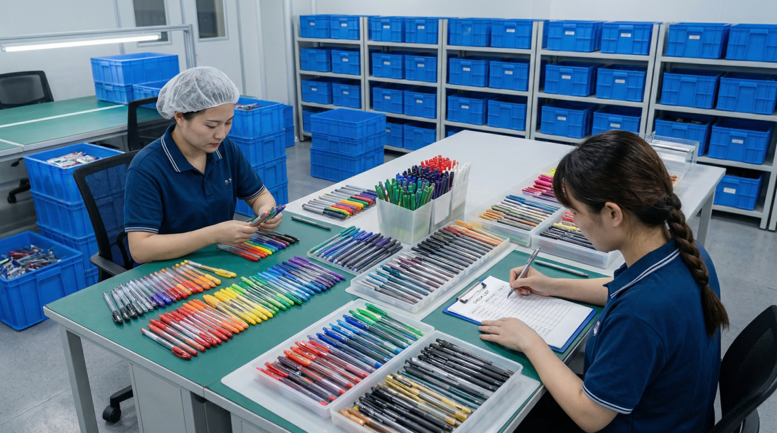 Zero defects is our standard. Before packaging, products pass through our rigorous QC center. Our inspectors conduct continuous writing smoothness tests, ink flow evaluations, drop tests, and extreme temperature checks under ISO 9001 guidelines to ensure every batch is retail-ready.
