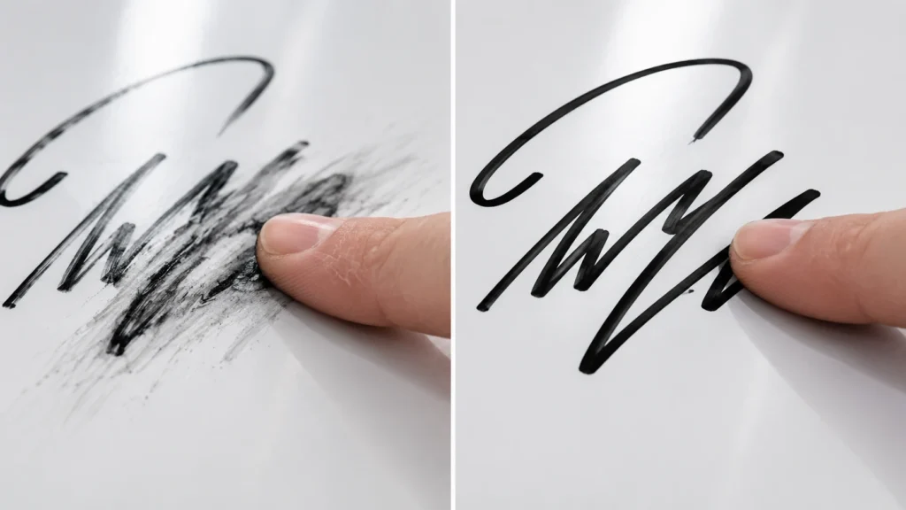 Wet erase vs dry erase markers smudge resistance comparison test