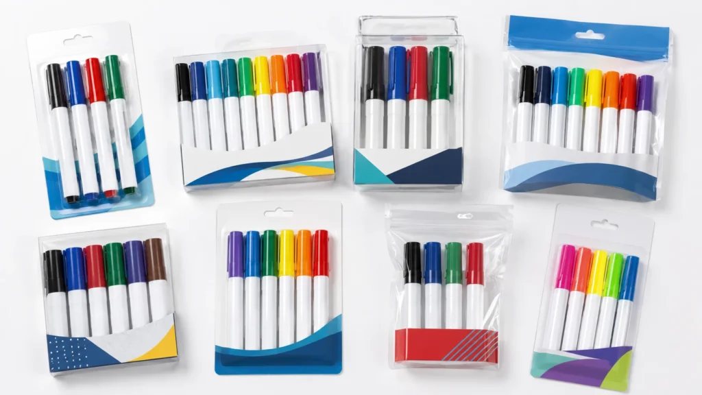 Custom private label wet erase markers with various packaging formats for B2B buyers