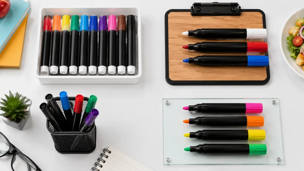Marker pen types organized by B2B distribution channel: education, food service, office, retail