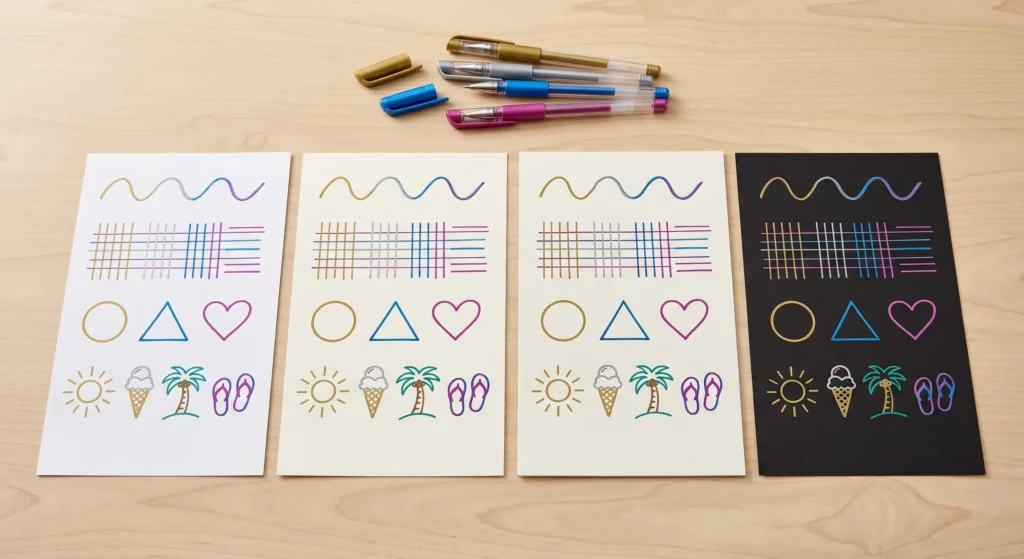 best paper for gel pens side by side test