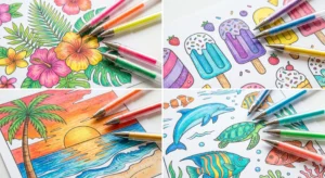 gel pen coloring ideas for summer collage