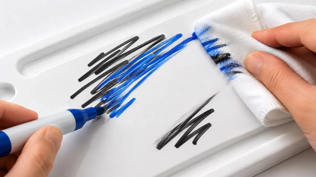 Dry erase marker removes permanent marker plastic trick