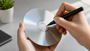 Permanent marker on CDs safe inner hub labeling