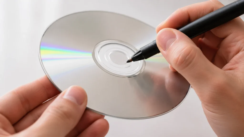 Permanent marker on CDs inner hub safe writing