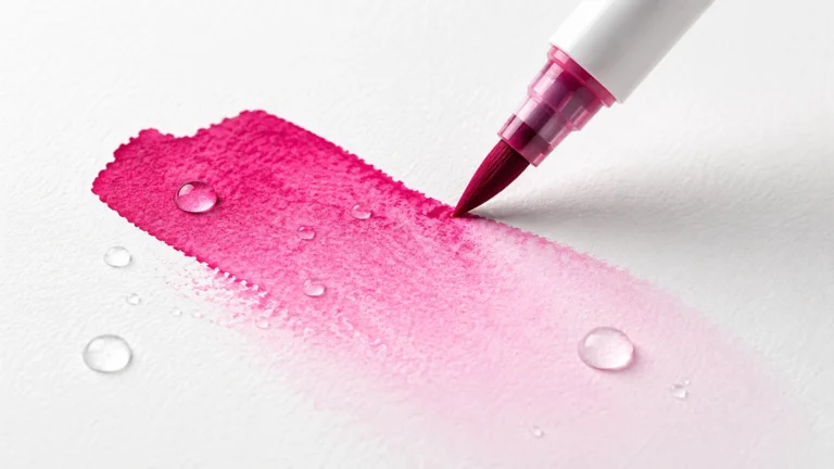 Watercolor marker pen creating gradient blend effect on paper