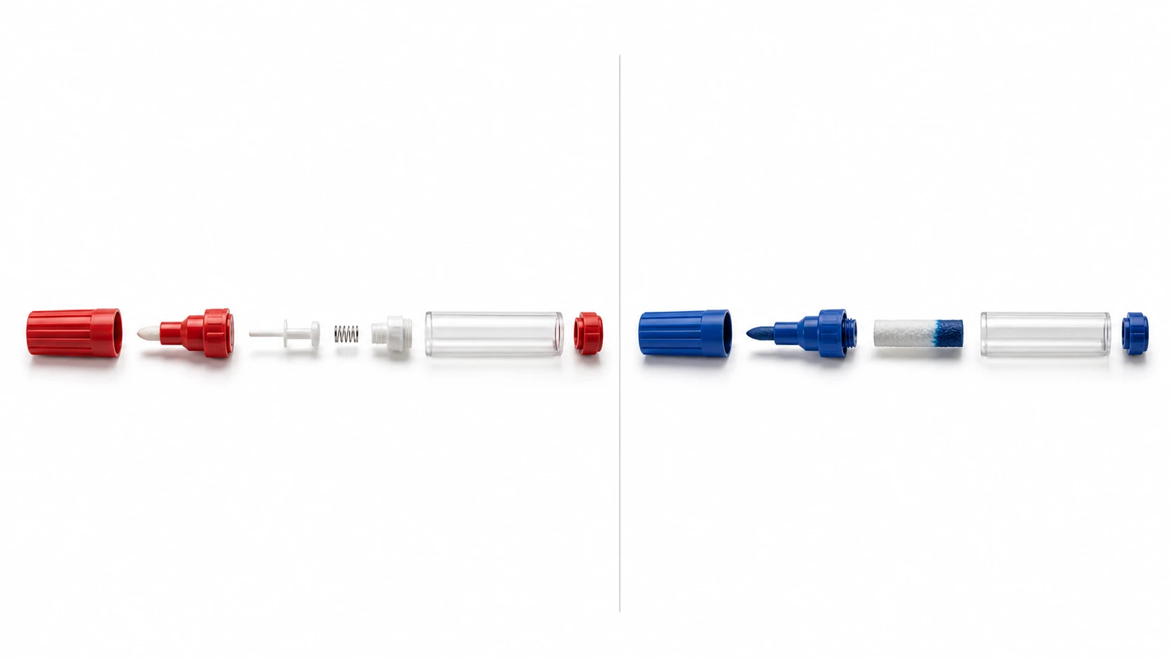 Acrylic marker valve press versus fiber tip comparison