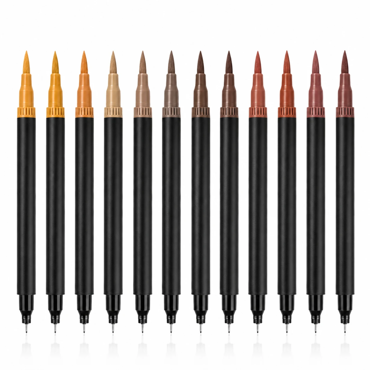 Brown Duo Tip Marker Pen Set