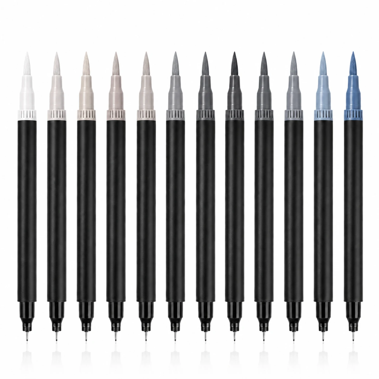 Gray Duo Tip Brush Marker Set