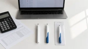 Custom pen manufacturing cost calculation desk