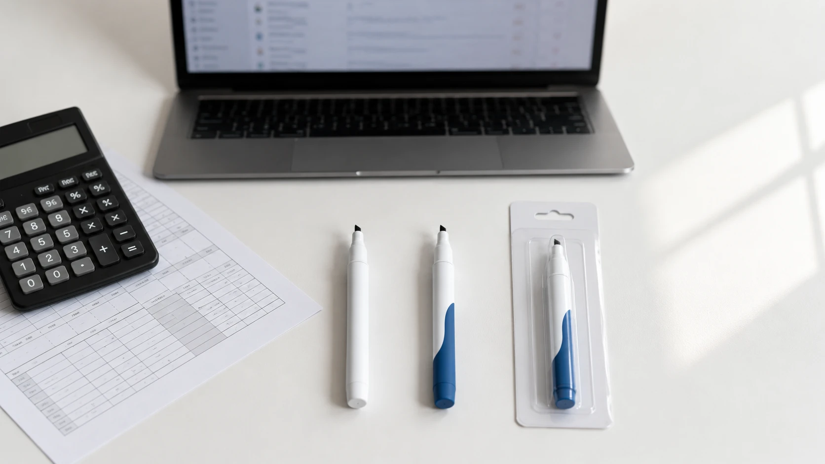 Custom pen manufacturing cost calculation desk