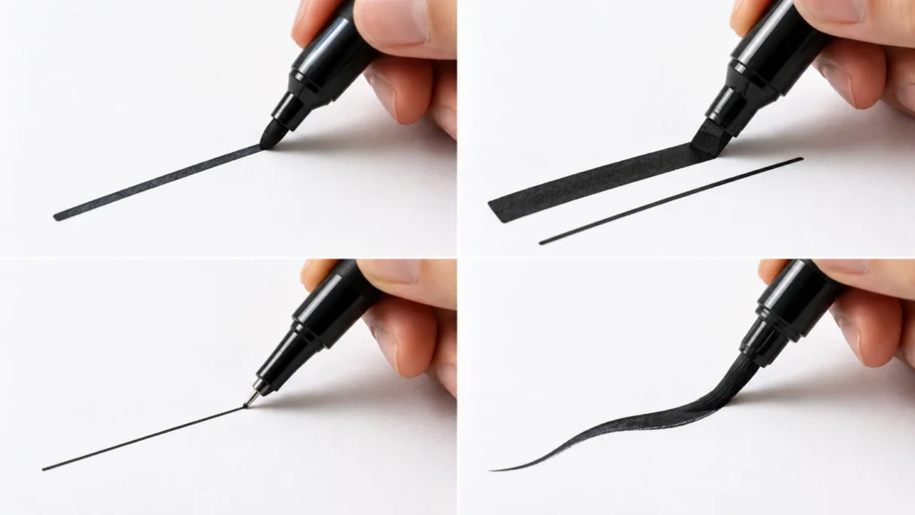 Bullet chisel brush fine pen tip shape comparison