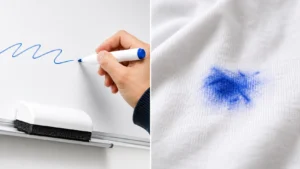 Dry erase marker ink stain on fabric comparison