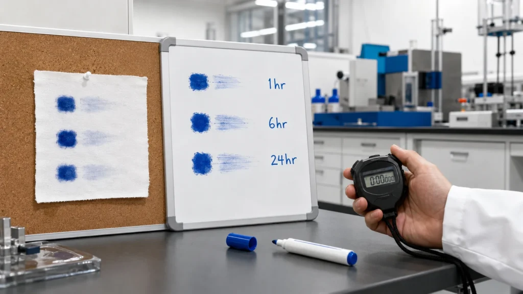 Dry erase marker quality control testing station