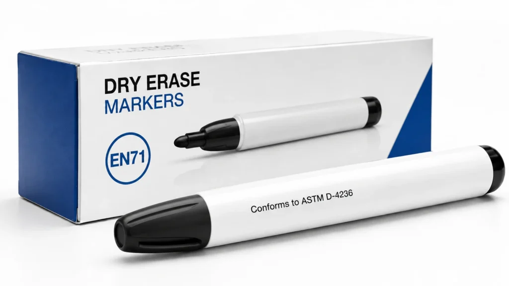 Dry erase marker ASTM EN71 compliance labels packaging